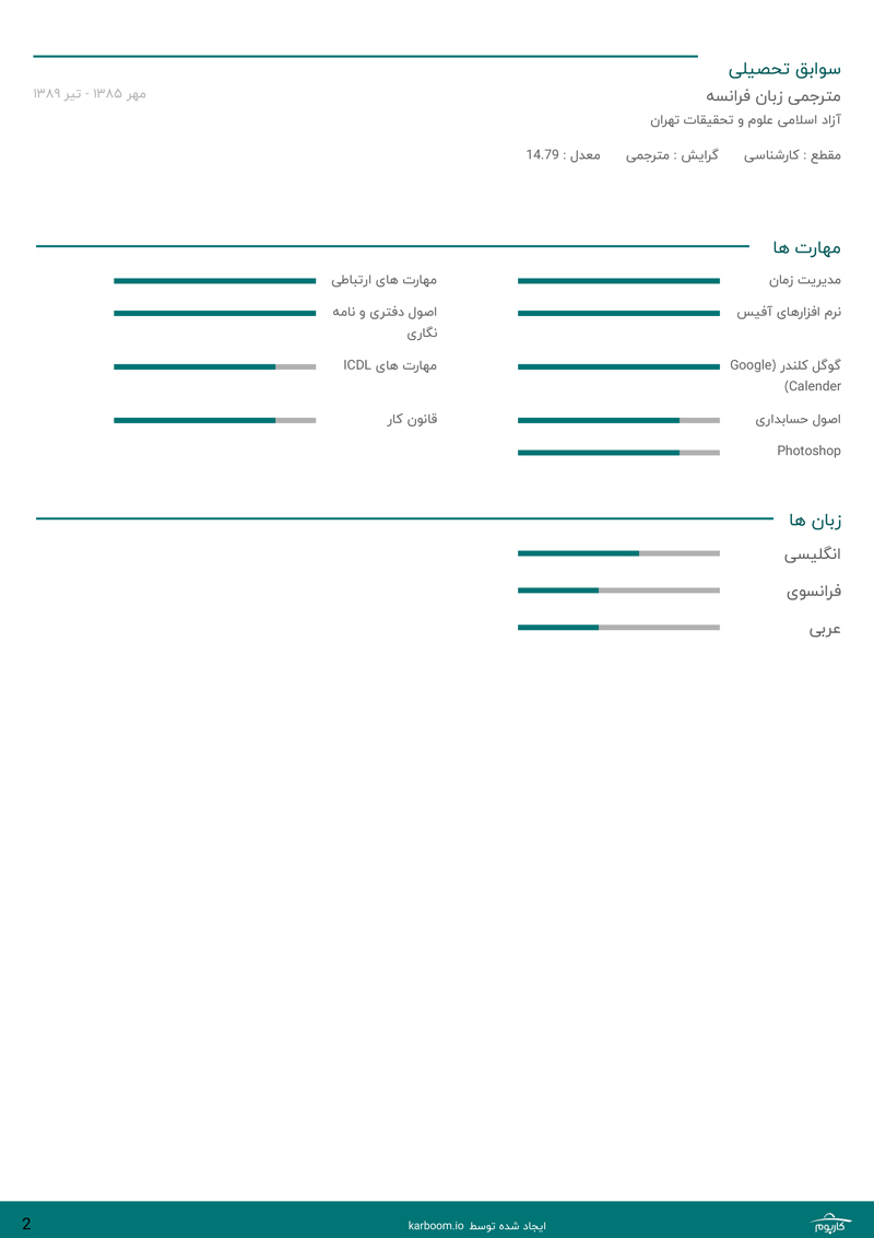عکس دوم نمونه رزومه مسئول دفتر