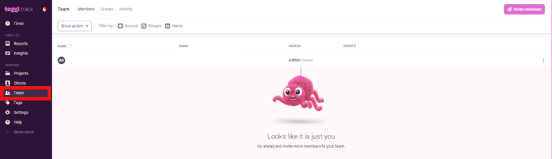 شکل ۴. دعوت از افراد برای ایجاد تیم