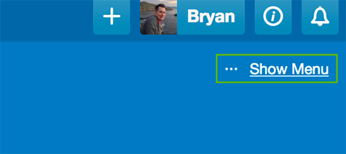 ایجاد کارت با ایمیل در ترلو - نمایش منو