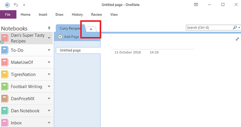 بخشها (Sections) در وان نوت گروهبندیهای داخل یک دفتر یادداشت هستند.