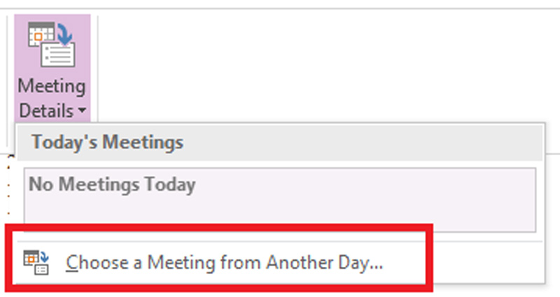 در وان نوت میتوان از نرمافزار اوت لوک برای مدیریت جلسات استفاده کرد.