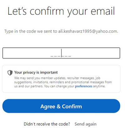 مرحله ۸ ایجاد حساب لینکدین