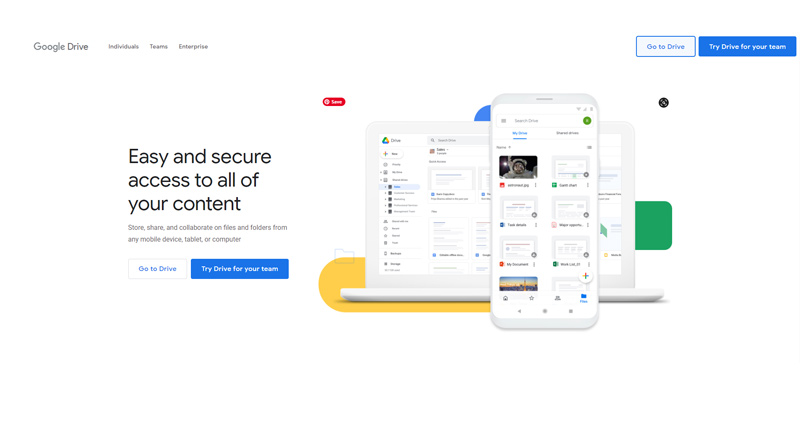 صفحه اصلی گوگل درایو