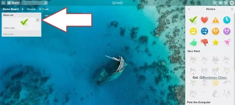 صفحهی پیشزمینهی ترلو و استیکرها