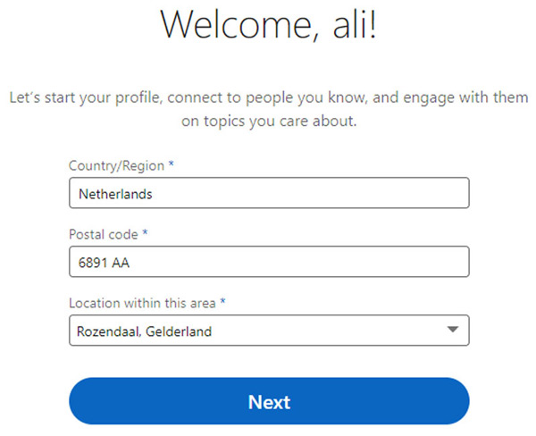 مرحله ۵ ایجاد حساب لینکدین