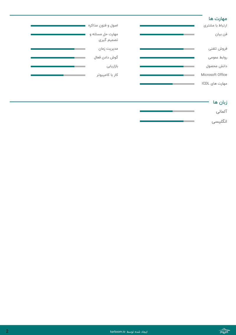 عکس دوم نمونه رزومه کارشناس فروش