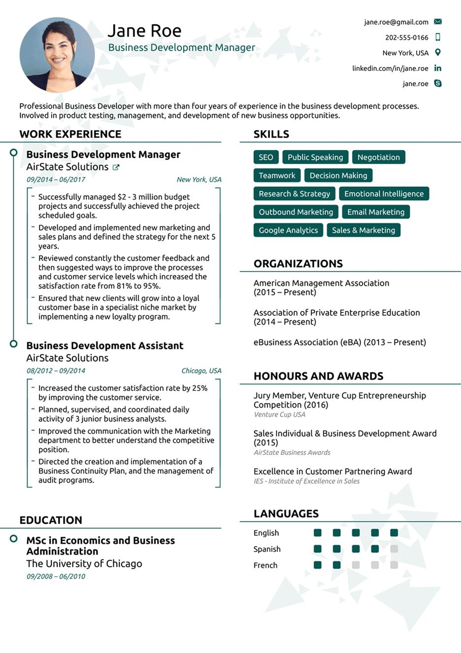 modern one page resume template