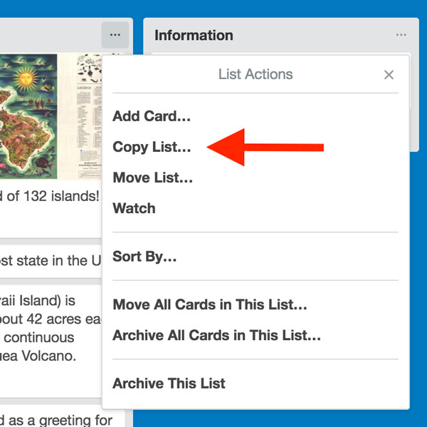 کپی لیست ها در ترلو