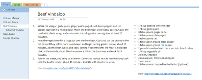 در وان نوت امکان یاداشتبرداری (Taking Notes) و افزودن آن به هر قسمت از صفحه وجود دارد