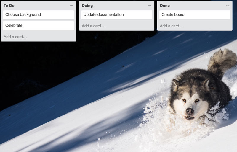 صفحهی پیشزمینهی ترلو و استیکرها