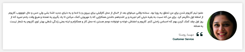 صفحه فرصت شغلی - اظهارات کارکنان