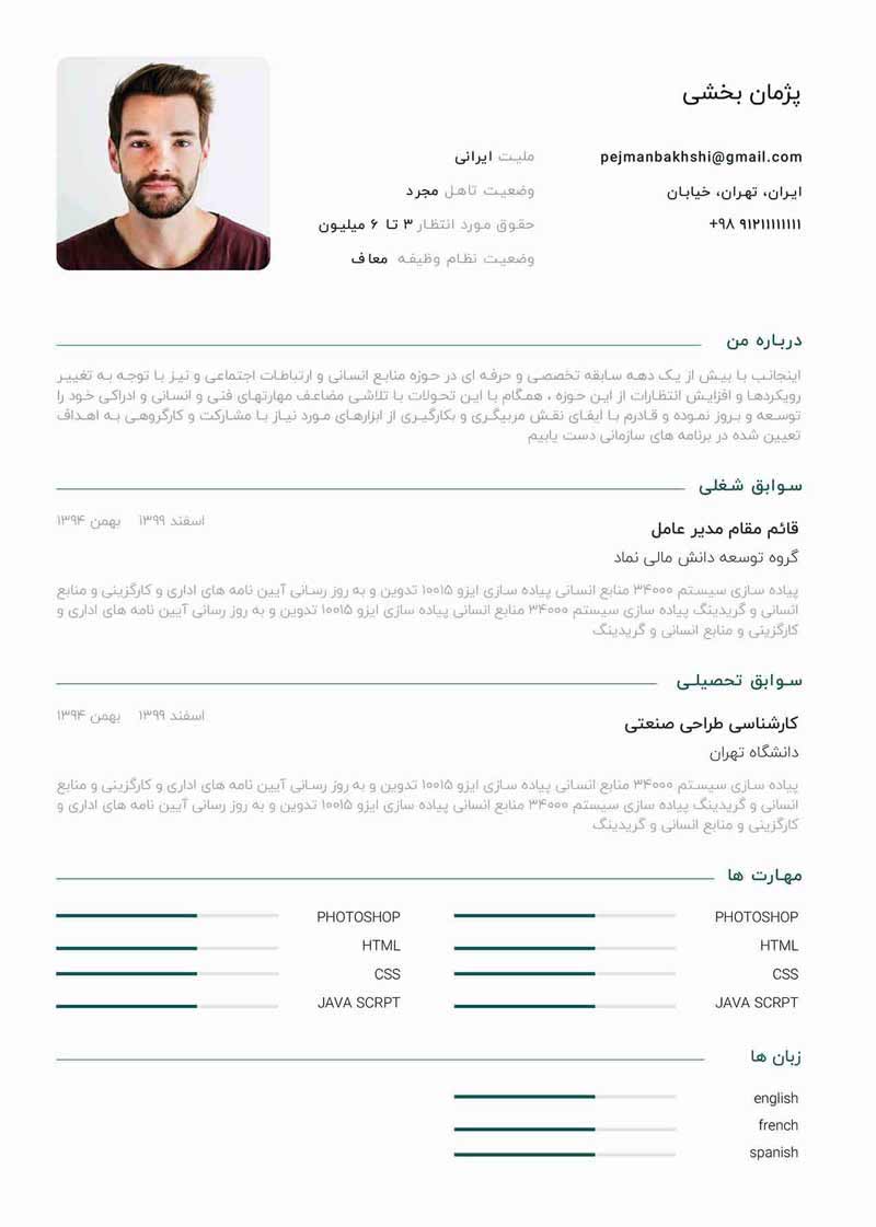 قالب رزومه استاندارد