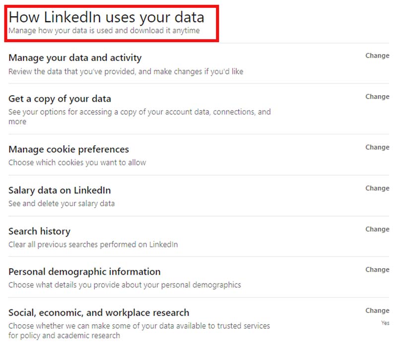 چگونه LinkedIn از داده های شما استفاده می کند
