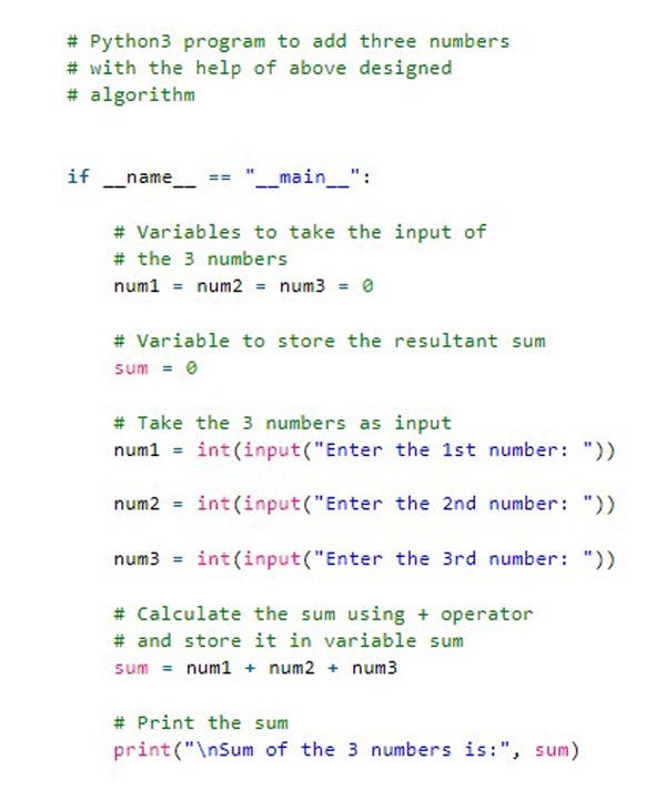 الگوریتم برنامه نویسی - برنامه به زبان Phyton 3