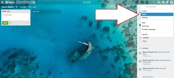 عکس سوم اضافه کردن کارتهای ترلو