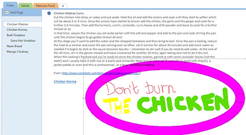 وان نوت از یادداشتهای دستنویس نیز پشتیبانی میکند.