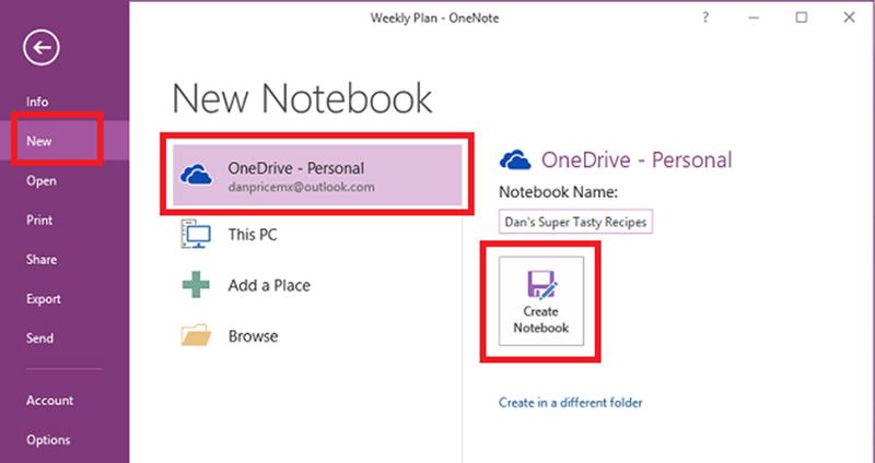 در وان نوت میتوانید دفتریادداشتها (Notebooks) را در واندرایو ذخیره کنید