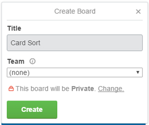 ۲. به منظور مرتبسازی کارت، یک بورد جدید درست کنید