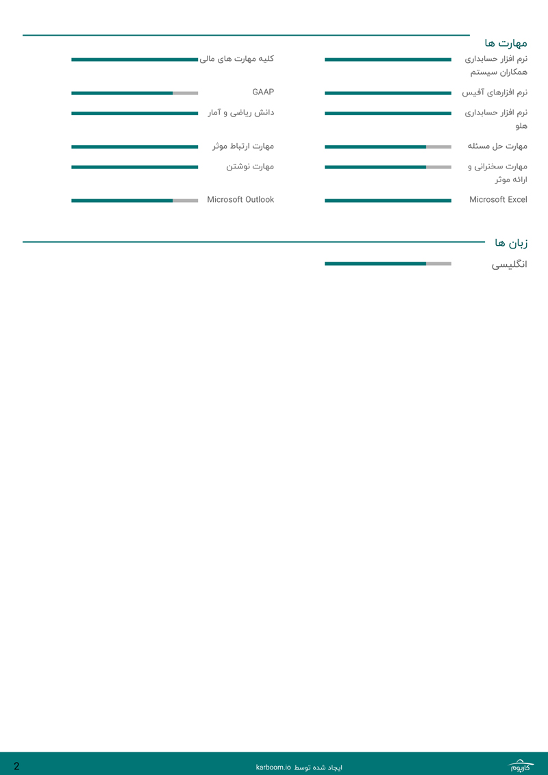 عکس دوم نمونه رزومه مدیر حسابداری