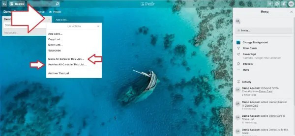 عملکرد لیستها در ترلو