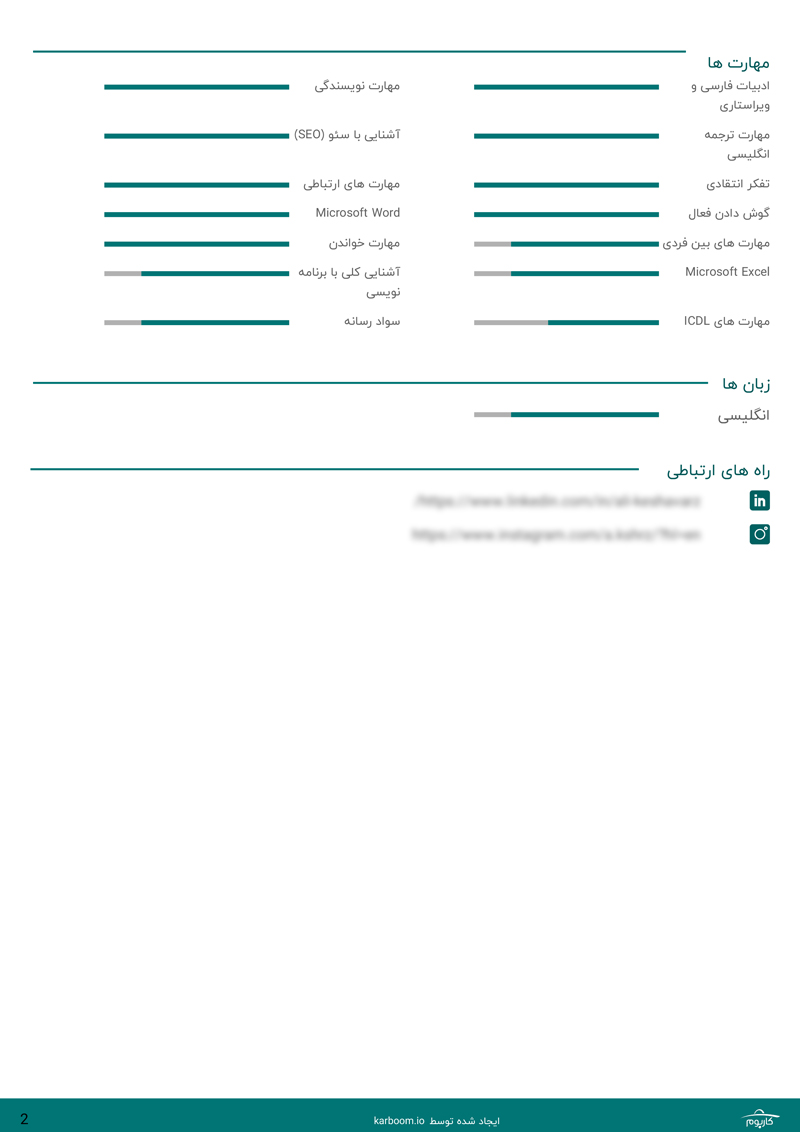 عکس دوم نمونه رزومه تولید محتوا