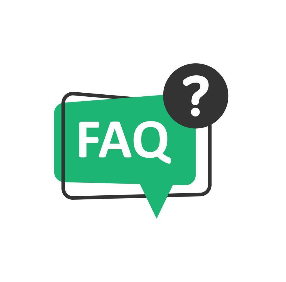 Faq speech bubble icon in flat style. Question vector illustration on white  isolated background. Communication sign business concept. 15877238 Vector  Art at Vecteezy