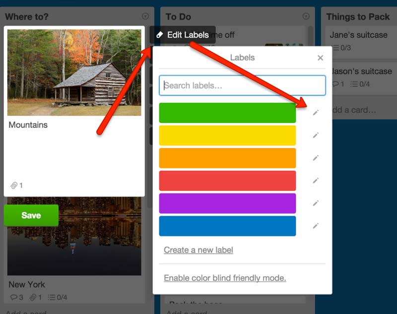 حذف برچسب از کارت در ترلو