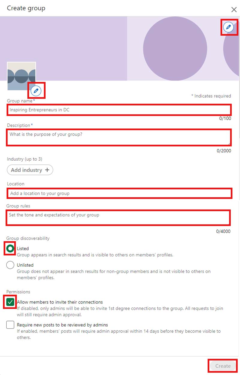 مراحل ساخت گروه در لینکدین