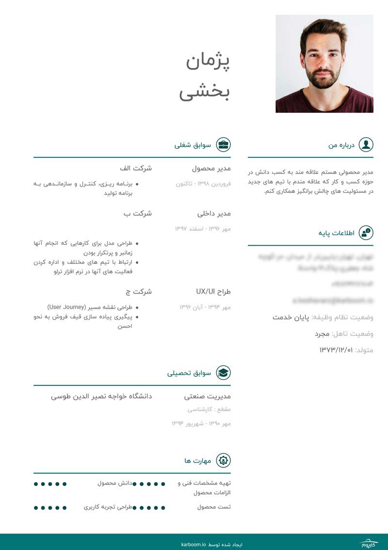 انواع رزومه: رزومه زمانی