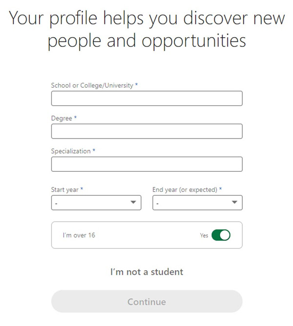 مرحله ۶ ایجاد حساب لینکدین
